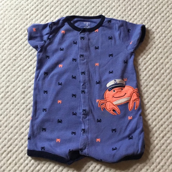CARTER’S 9 month Short CRABBY ONESIE NWOT - Picture 1 of 4